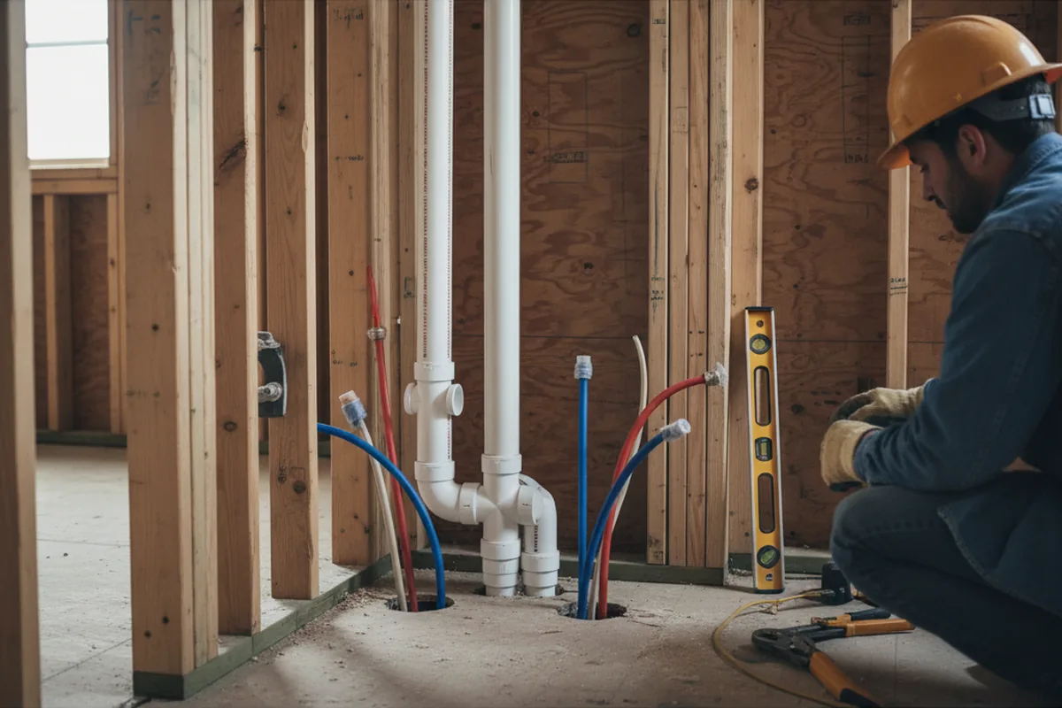 Drain and supply rough-in during Sump Pump Repair in Hayward